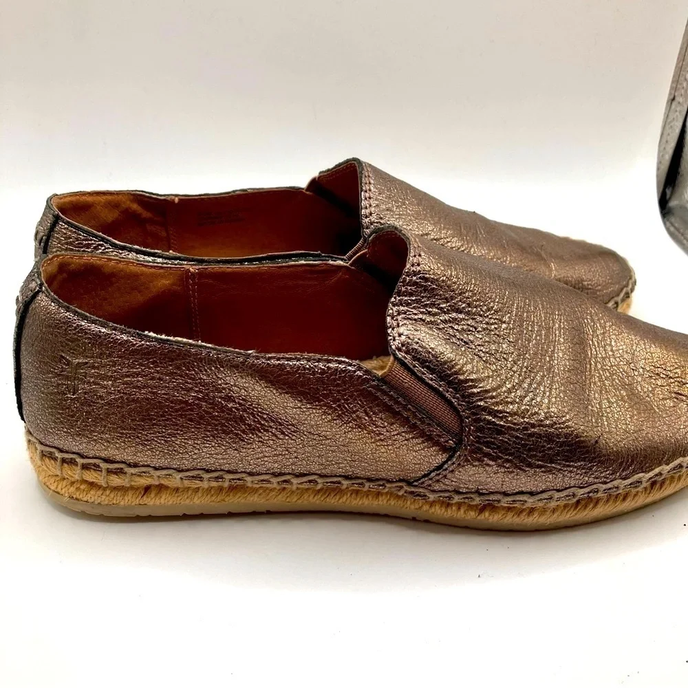 Frye Isabel Metallic Gold Slip on Espadrilles womens 6.5